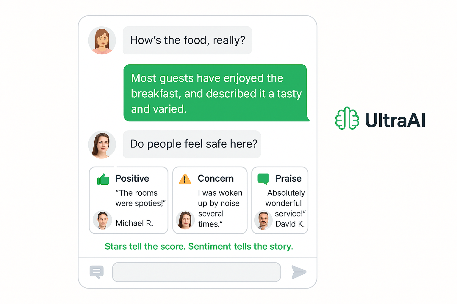 Mockup of a chat interaction